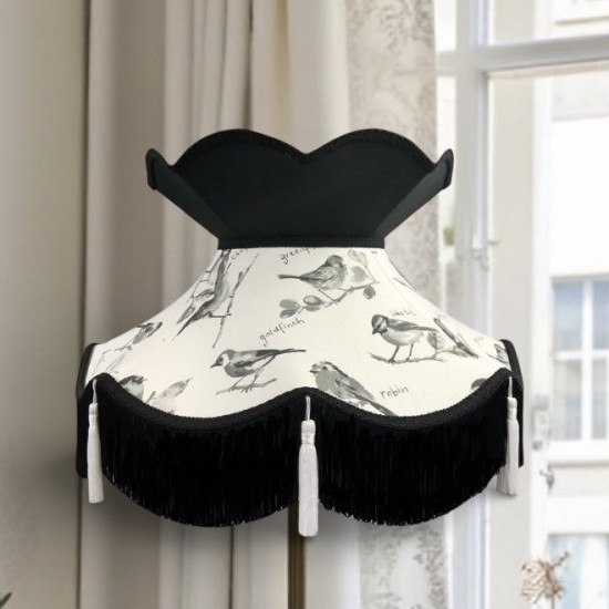 Garden Birds Black Victorian Fabric Lampshades