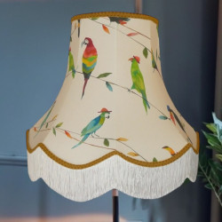 Parrots and Toucan Gold Fabric Lampshades