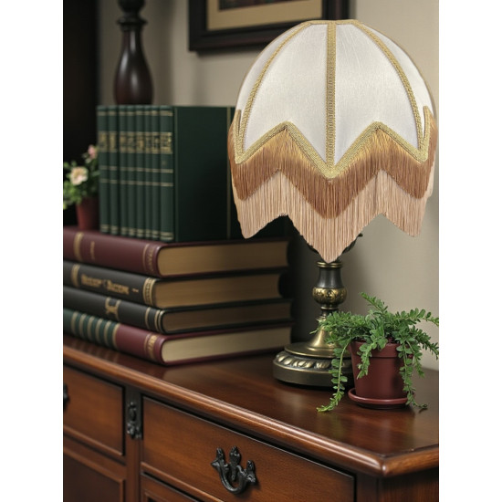 Ivory Coffee and Gold Art Deco Fabric Lampshade