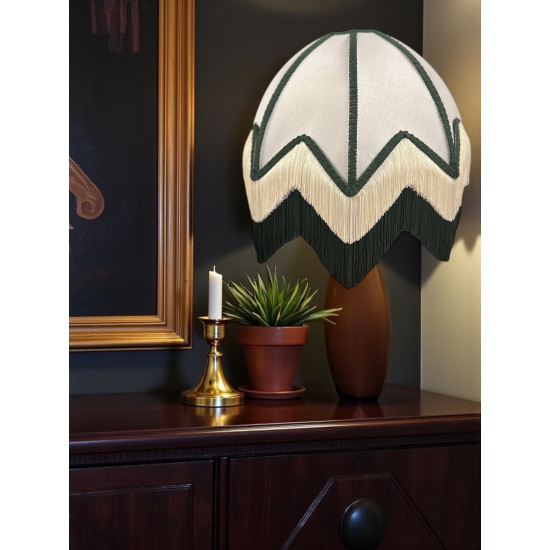 Ivory Green and Cream Art Deco Fabric Lampshade