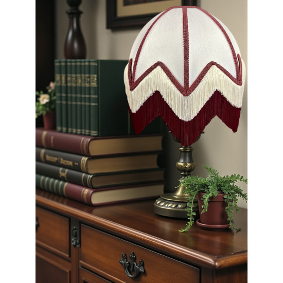 Ivory Wine and Cream Art Deco Fabric Lampshade