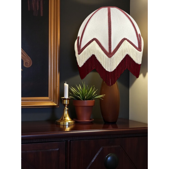 Ivory Wine and Cream Art Deco Fabric Lampshade