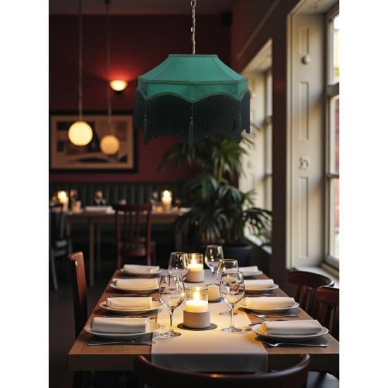 Holly Green and Black Balmoral Downton Abbey Fabric Ceiling Lampshade