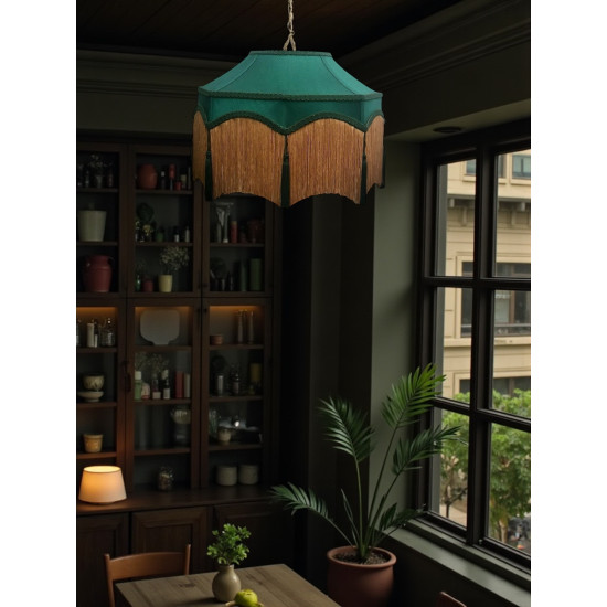 Holly Green and Gold Balmoral Downton Abbey Fabric Ceiling Lampshade