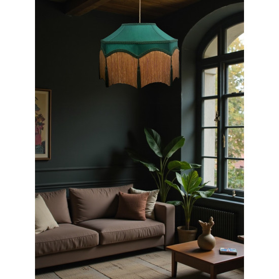 Holly Green and Gold Balmoral Downton Abbey Fabric Ceiling Lampshade