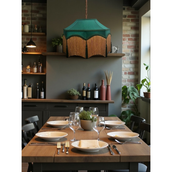 Holly Green and Gold Balmoral Downton Abbey Fabric Ceiling Lampshade