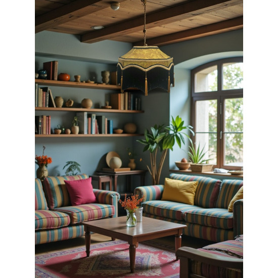 Paisley Jacquard Gold Black Balmoral Downton Abbey Ceiling Lampshade