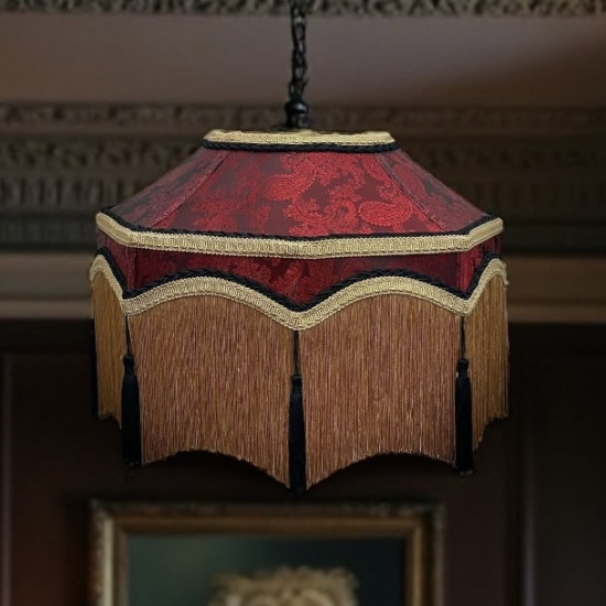 Paisley Jacquard Red Black Balmoral Downton Abbey Ceiling Lampshade