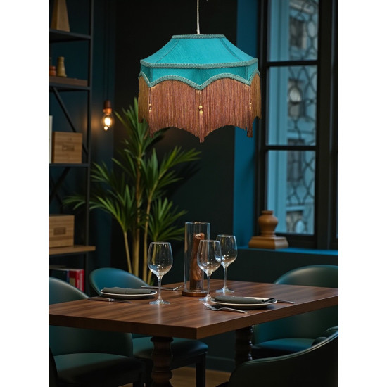Teal Blue Balmoral Downton Abbey Fabric Ceiling Lampshade