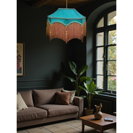 Teal Blue Balmoral Downton Abbey Fabric Ceiling Lampshade