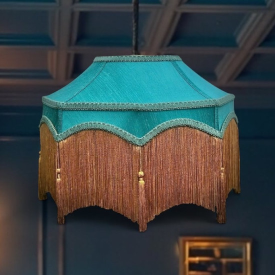Teal Blue Balmoral Downton Abbey Fabric Ceiling Lampshade