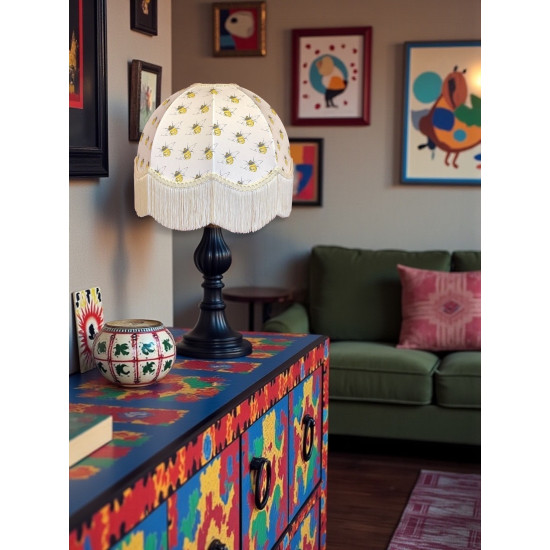 Worker Bee Ivory Dome Fabric Lampshade