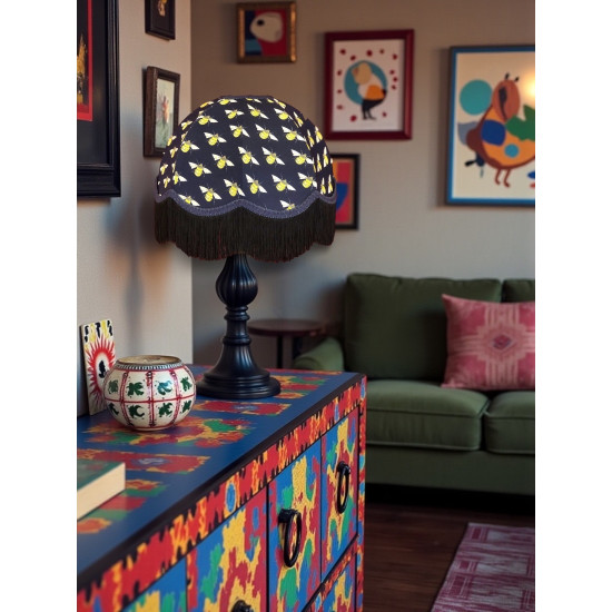 Worker Bee Navy Blue and Black Dome Fabric Lampshade