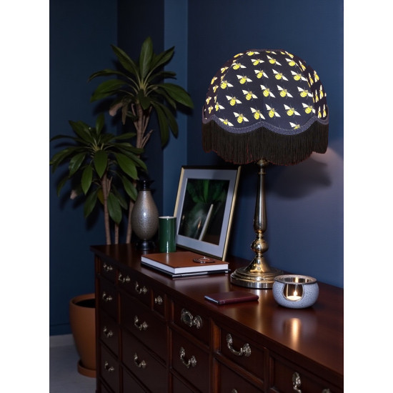 Worker Bee Navy Blue and Black Dome Fabric Lampshade