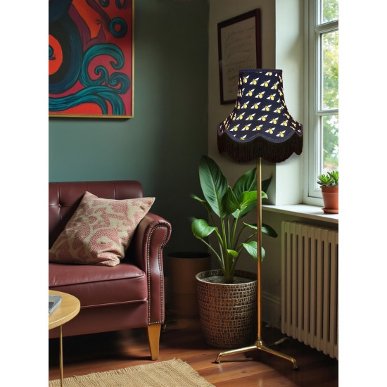 Worker Bee Navy Blue and Black Fabric Lampshades