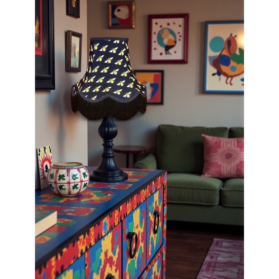 Worker Bee Navy Blue and Black Fabric Lampshades