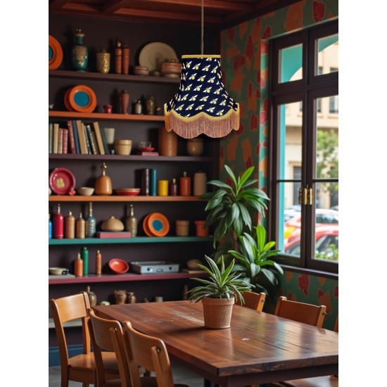 Worker Bee Navy Blue and Gold Fabric Lampshades