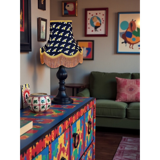 Worker Bee Navy Blue and Gold Fabric Lampshades