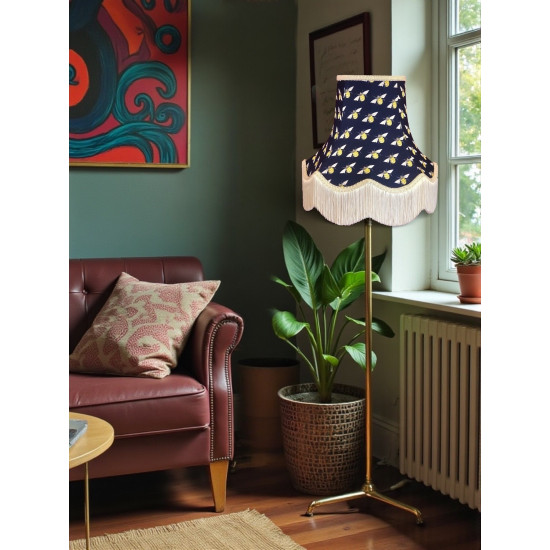 Worker Bee Navy Blue Fabric Lampshades