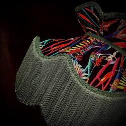 Vibrant Velvet Black and Green Botanical Victorian Crown Lampshade