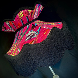 Vibrant Velvet Cerise Pink and Black Botanical Victorian Crown Lampshade Vibrant Velvet Cerise Pink and Black Botanical Victorian Crown Lampshade
