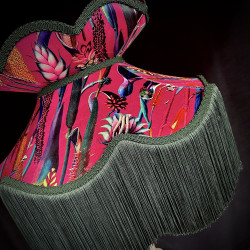 Vibrant Velvet Cerise Pink and Green Botanical Victorian Crown Lampshade Vibrant Velvet Cerise Pink and Green Botanical Victorian Crown Lampshade