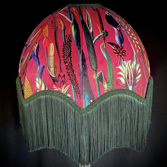 Vibrant Velvet Cerise Pink and Green Botanical Parachute Lampshade Vibrant Velvet Cerise Pink and Green Botanical Parachute Lampshade