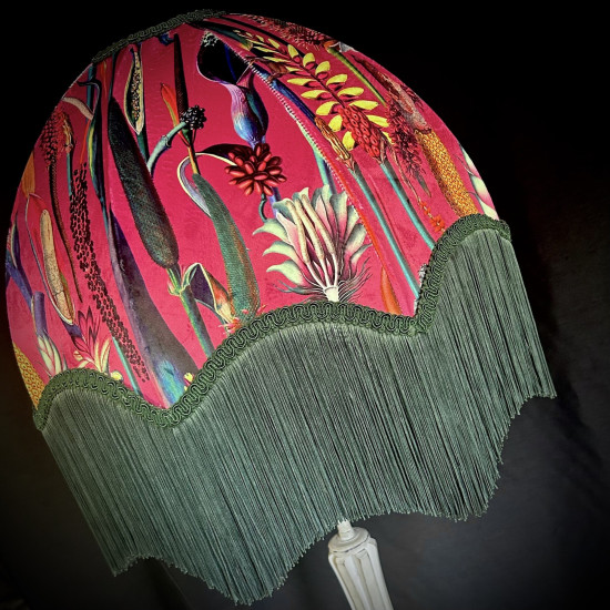 Vibrant Velvet Cerise Pink and Green Botanical Parachute Lampshade Vibrant Velvet Cerise Pink and Green Botanical Parachute Lampshade