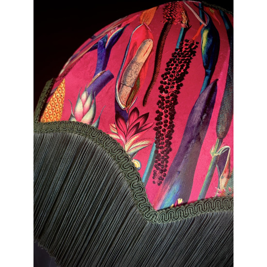 Vibrant Velvet Cerise Pink and Green Botanical Parachute Lampshade Vibrant Velvet Cerise Pink and Green Botanical Parachute Lampshade