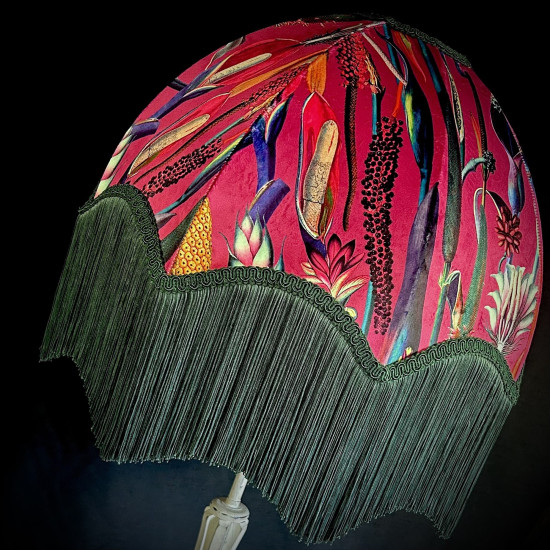 Vibrant Velvet Cerise Pink and Green Botanical Parachute Lampshade Vibrant Velvet Cerise Pink and Green Botanical Parachute Lampshade