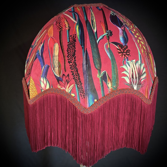 Vibrant Velvet Cerise Pink and Wine Botanical Parachute Lampshade