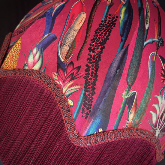 Vibrant Velvet Cerise Pink and Wine Botanical Parachute Lampshade