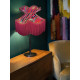 Vibrant Velvet Cerise Pink and Red Wine Botanical Victorian Crown Lampshade
