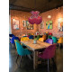 Vibrant Velvet Cerise Pink and Red Wine Botanical Victorian Crown Lampshade