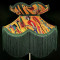 Vibrant Velvet Ochre and Green Botanical Victorian Crown Lampshade