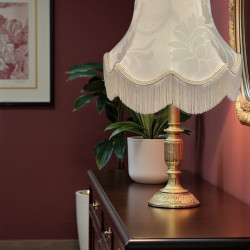 Cream Brocade Fabric Scalloped Bottom Lampshades