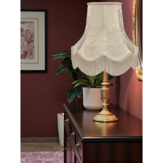 Cream Brocade Fabric Scalloped Bottom Lampshades
