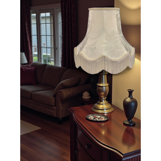 Cream Brocade Fabric Scalloped Bottom Lampshades
