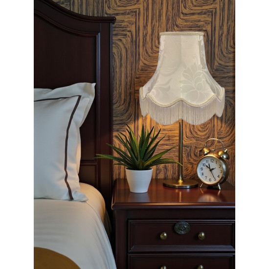 Cream Brocade Fabric Scalloped Bottom Lampshades
