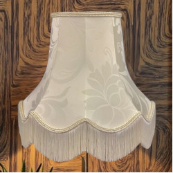Cream Brocade Fabric Scalloped Bottom Lampshades