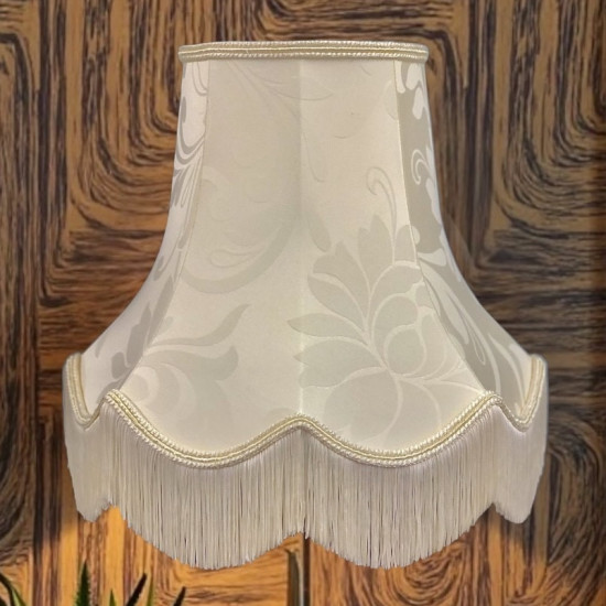 Cream Brocade Fabric Scalloped Bottom Lampshades