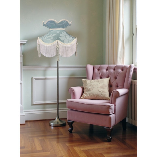Duck Egg Brocade and Cream Fabric Victorian Crown Top Lampshades