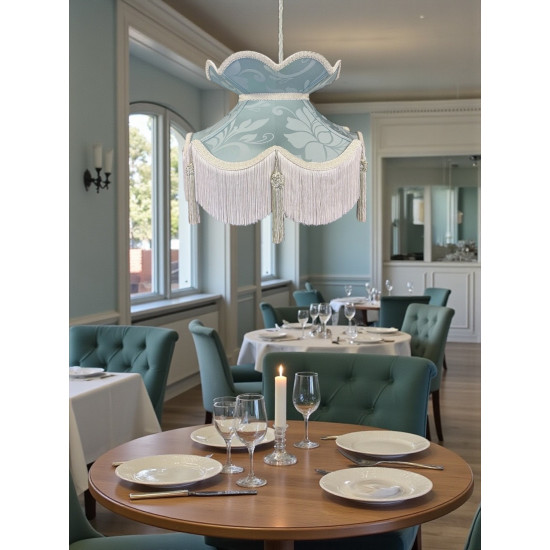 Duck Egg Brocade and Cream Fabric Victorian Crown Top Lampshades