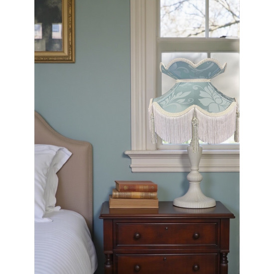 Duck Egg Brocade and Cream Fabric Victorian Crown Top Lampshades
