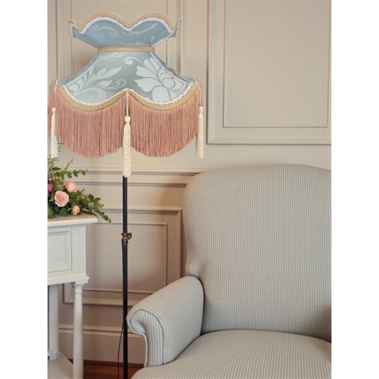 Duck Egg Brocade Cream and Gold Fabric Victorian Crown Top Lampshades