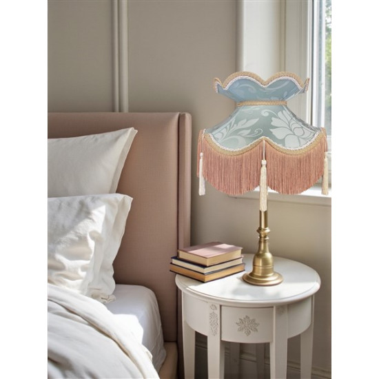 Duck Egg Brocade Cream and Gold Fabric Victorian Crown Top Lampshades
