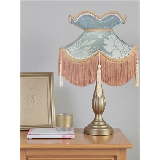 Duck Egg Brocade Cream and Gold Fabric Victorian Crown Top Lampshades