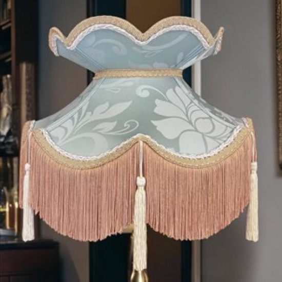 Duck Egg Brocade Cream and Gold Fabric Victorian Crown Top Lampshades