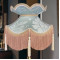 Duck Egg Brocade Cream and Gold Fabric Victorian Crown Top Lampshades