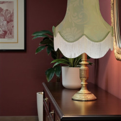 Duck Egg Brocade Fabric Scalloped Bottom Lampshades